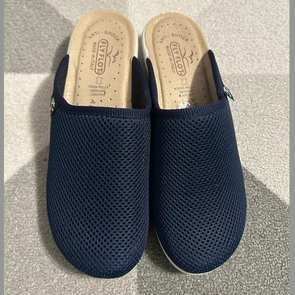 Fly Flot Clogs Mules Slip On Navy‎ Mesh Women's Size: 39 (US Size 8) - Picture 4 of 12